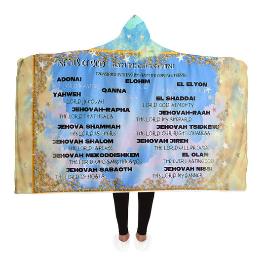 Names of GOD Hooded Blanket in Hebrew and English